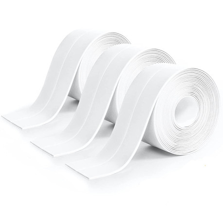 3 Rolls Sealant Tape Self Adhesive Caulk Strip for Bathroom Kitchen - White