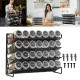 4 Tier Spice Rack Wall Mounted Spice Jars Organiser for Countertop - Black