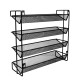 4 Tier Spice Rack Wall Mounted Spice Jars Organiser for Countertop - Black