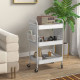 3-tier Storage Trolley on Wheels, Rolling Utility Serving Cart with 3 Mesh Baskets, 2 Hanging Boxes and 6 Hooks for Living Room,