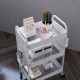 3-tier Storage Trolley on Wheels, Rolling Utility Serving Cart with 3 Mesh Baskets, 2 Hanging Boxes and 6 Hooks for Living Room,