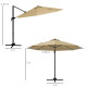 Outsunny 3(m) Adjustable Cantilever Parasol with Base, Solar LED Lights, Khaki