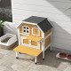 PawHut Outdoor Cat Shelter 2 Tiers Wooden Feral Cat House with Openable Asphalt Roof, Escape Doors, Terrace, for 1-2 Cats