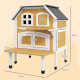 PawHut Outdoor Cat Shelter 2 Tiers Wooden Feral Cat House with Openable Asphalt Roof, Escape Doors, Terrace, for 1-2 Cats