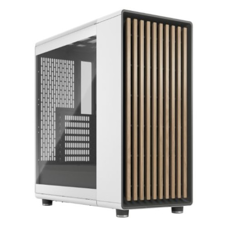 Fractal Design North Chalk White (TG Clear) Case w/ Clear Glass Window, ATX, 2 Fans, USB-C, Oak Front