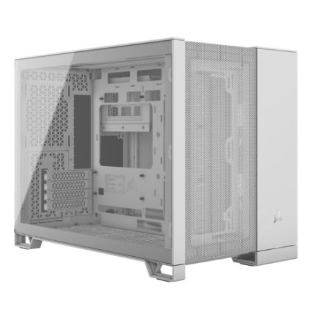 Corsair 2500D Airflow Dual Chamber Gaming Case w/ Glass Window, Micro ATX, Fully Mesh Panelling, USB-C, Asus BTF Compatible, Whi