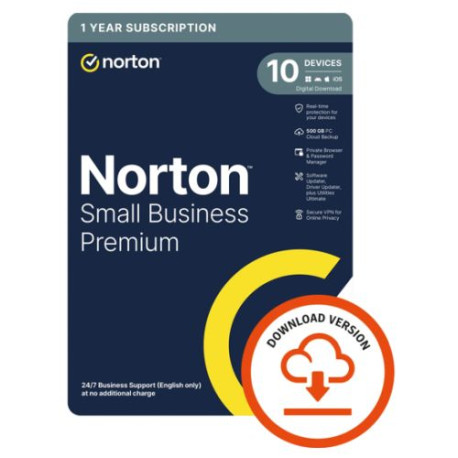 Norton Small Business Premium 2.0, 1x 10 Device, 1 Year ESD - Single 10 Device Licence via email, Secure VPN, Driver Updater, 50