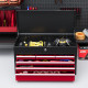 Steel Six Drawer Tool Storage Carry Chest, with Lock and Keys - Red