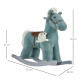 Baby Wooden Rocking Horse with Plush Toy Realistic Sounds, Kids Plush Ride-On Rocking Horse Toy for Child 18-36 Months, Blue