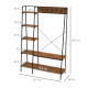 Clothes Rail, Metal Clothes Rack with Shoe Rack, 5 Tier Storage Shelves, 5 Side Hooks, Coat Stand for Bedroom, Living Room, Hall