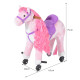 Plush Walking Horse Ride On Toy with Wheels and Realistic Sounds Rocking Horse for Girls Boys 3+ Years Old, 50cm Tall, Pink