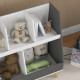 Two-Tier Kids Storage Shelf, with Five Compartments, Anti-Tip Device - Grey