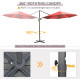 Outsunny 3 x 3(m) Cantilever Parasol with Cross Base Crank Handle - Wine Red