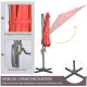 Outsunny 3 x 3(m) Cantilever Parasol with Cross Base Crank Handle - Wine Red