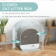 PawHut Hooded Cat Litter Box, Kitten Litter Tray, with Lid, Scoop, Filter, Flap Door, Light Grey