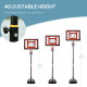 Portable Basketball Hoop Stand 160-210cm Adjustable Height Sturdy Rim Hoop w/ Large Wheels Stable Base &amp; Net Free Standing