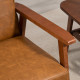 Retro-Style Accent Chair, with Faux Leather Seat - Brown