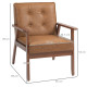 Retro-Style Accent Chair, with Faux Leather Seat - Brown