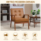 Retro-Style Accent Chair, with Faux Leather Seat - Brown