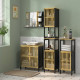 Bamboo-Blend Retro Cut-Out Tall Bathroom Storage Unit