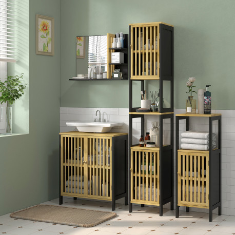 Bamboo-Blend Retro Cut-Out Under Sink Cabinet