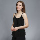 Women Camisole Built in Bra Pleated Vest Loose Fit Flowy Tank Top with Shelf Bra - Black XL