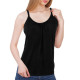 Women Camisole Built in Bra Pleated Vest Loose Fit Flowy Tank Top with Shelf Bra - Black XL