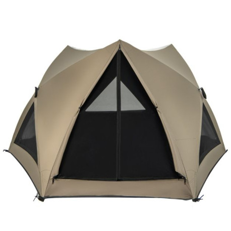 6-Sided Family Tent with Rainfly, Skylight, 3 Doors, 3 Windows