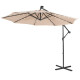 10 ft Cantilever Umbrella with 32 Solar-Powered LED Lights for Backyard Poolside Market