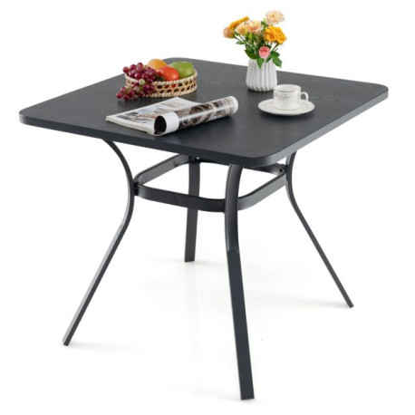 80cm Patio Metal Square Table for Dining with 4 Curved Legs