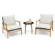 3 Pieces Garden Wicker Chair and Side Table Set with Soft Cushions