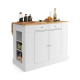 Drop-Leaf Kitchen Island with Extendable Worktop and Adjustable Shelves