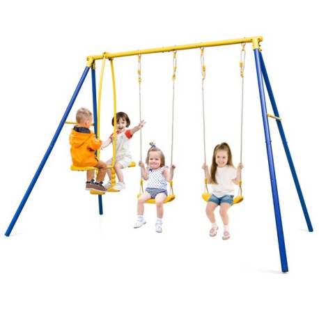 Heavy-Duty Kids Playset with 2 Swing Seats and 2 Glider Seats for Children 3-12 Years Old