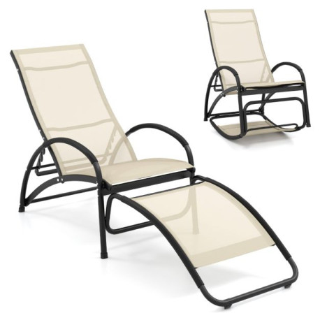 2-in-1 Outdoor Lounge Chair with 20° Rocking Angle