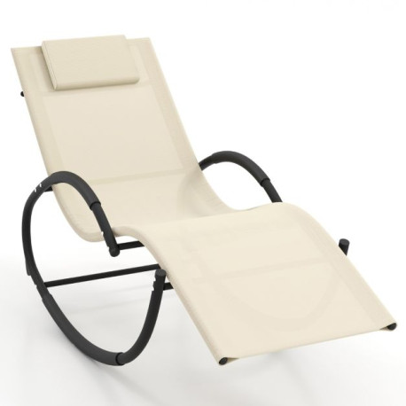 Outdoor Rocking Lounge Chair with Removable Headrest