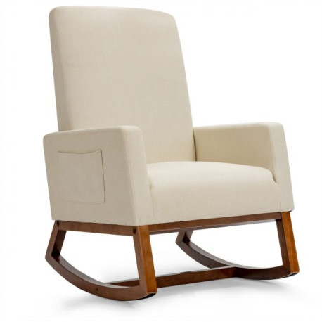 Upholstered Fabric Armchair with Rubber Wood Base