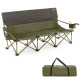 3 Person Folding Camping Chair with 2 Cup Holders &amp; Storage Bag