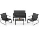 4 Pieces Patio Furniture Set with Tempered Glass Coffee Table