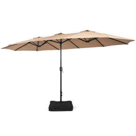 450cm Double-Sided Patio Umbrella with Base and Hand-Crank System