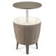 Outdoor Cooler Side Table with Telescopic Tabletop for Beer &amp; Wine