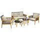 5 Pieces Outdoor Conversation Set with Acacia Wood Frame and Cushions