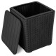 Outdoor Resin Storage Side Table with Removable Lid and Wicker-woven Accent