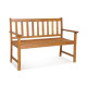 2-Person Patio Wooden Bench with Backrest and Armrests for Garden