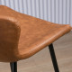 Bar Stools Set of 2, PU Leather Upholstered Bar Chairs, Kitchen Stools with Backs and Steel Legs for Dining Room, Brown