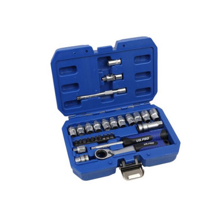 US PRO 29Pc Go-Thru Socket Set with 1/4" Adaptor