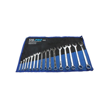 US PRO 16 Pc SAE Combination Spanner Set 1/4" - 1 1/4"