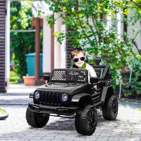 Kids Electric Ride On Car 12V Off Road Toy with Parental Remote Control 2 Motors Horn Lights Suspension Wheels for 3-6 Years Old