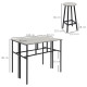 6-Piece Bar Table Set, 2 Breakfast Tables with 4 Stools, Counter Height Dining Tables &amp; Chairs for Kitchen, Living Room, Grey