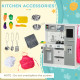 AIYAPLAY Toy Kitchen with Lights, Sounds, Apron and Chef Hat, Ice Maker, Microwave, for Ages 3-6 Years - White