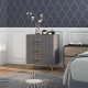 Three Drawer Embossed Line Dresser - Grey/Gold Tone